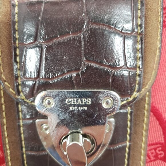 Chaps Red Bit &Bridle Equestrian Croc Embossed Shoulder Bag - Picture 10 of 13